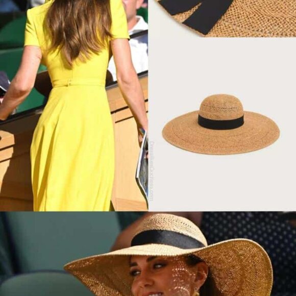 KATE MIDDLETON Saffron Straw Floppy Sun Hat LK Bennett BRAND NEW - Picture 5 of 6